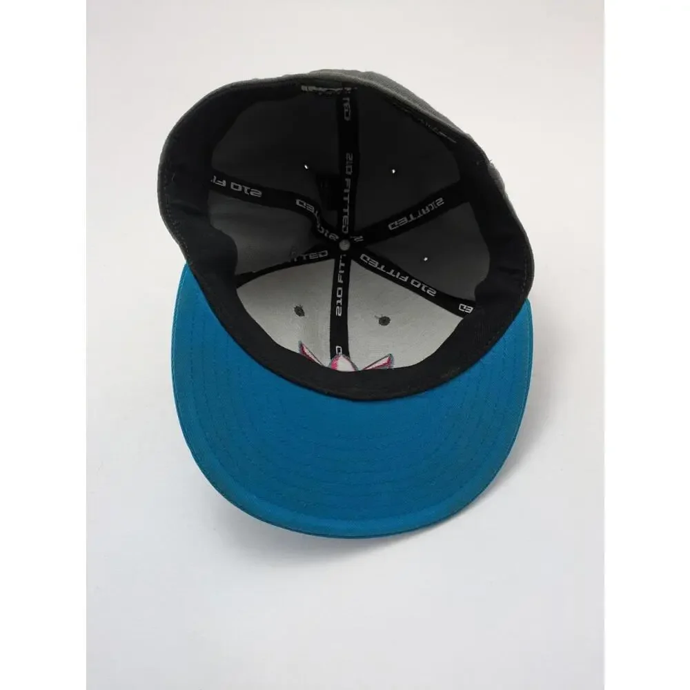 VTG Adidas Trefoil Logo Gray Pink Blue Hip Hop 210 Fitted Hat‎ Size 7 1/4- 7 5/8